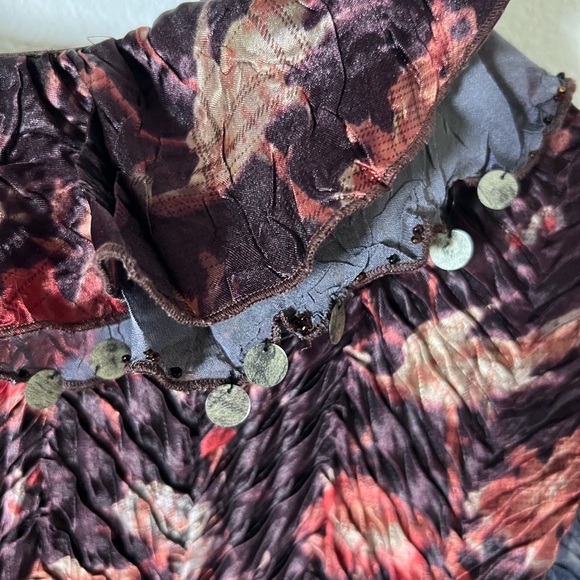 Alberto Makali Artsy Ruched Plisse Sheer Top Ruffle Stretchy Women’s Size S - Picture 4 of 6